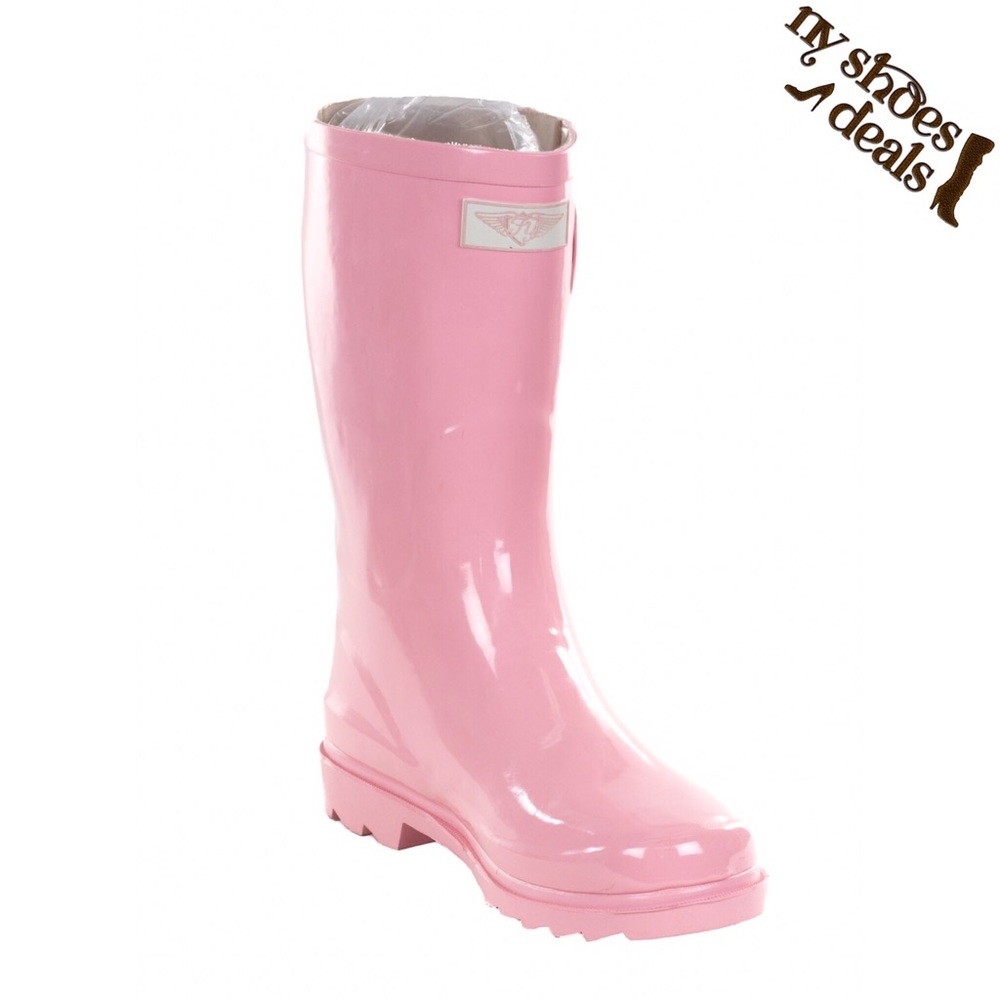 Forever Young Pink Glossy Women's Rain Boots